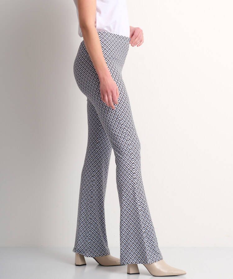 terStal Dames zachte flared broek grafisch blauw in maat
