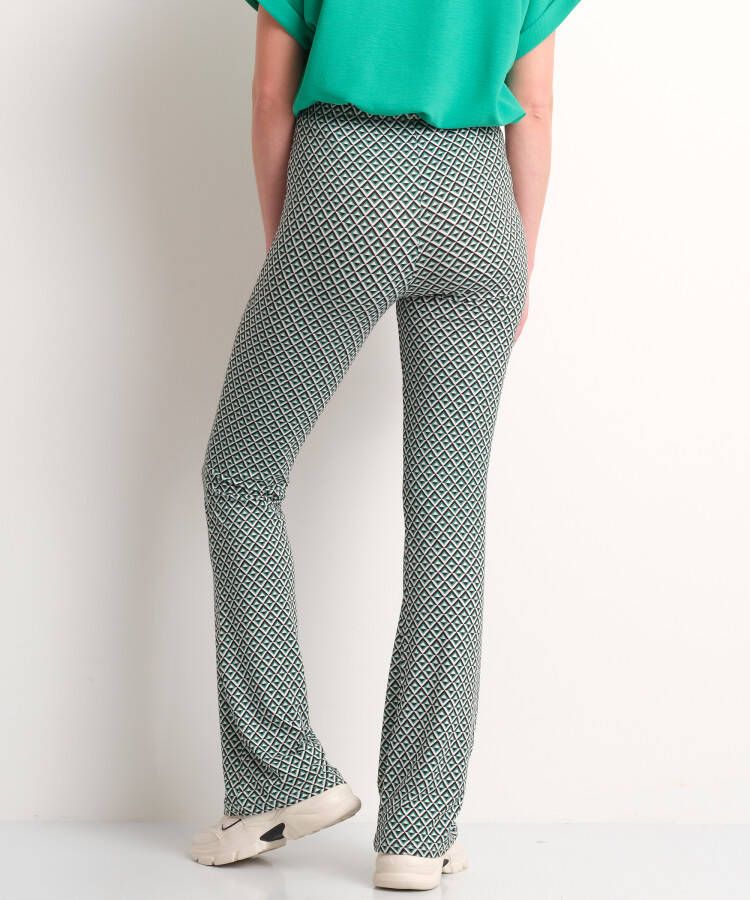 terStal Dames zachte flared broek grafisch groen in maat