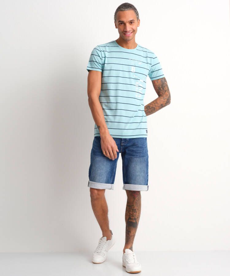 terStal Heren gestreept t-shirt borstzakje blauw in maat