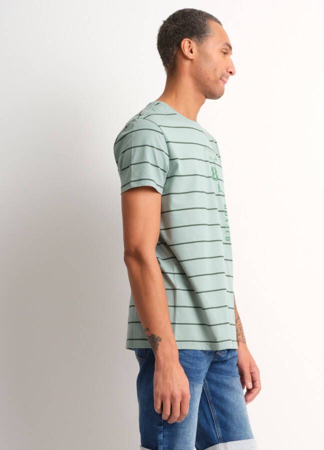 terStal Heren gestreept t-shirt borstzakje groen in maat