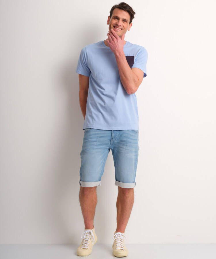 terStal Heren jersey t-shirt borstzakje blauw in maat