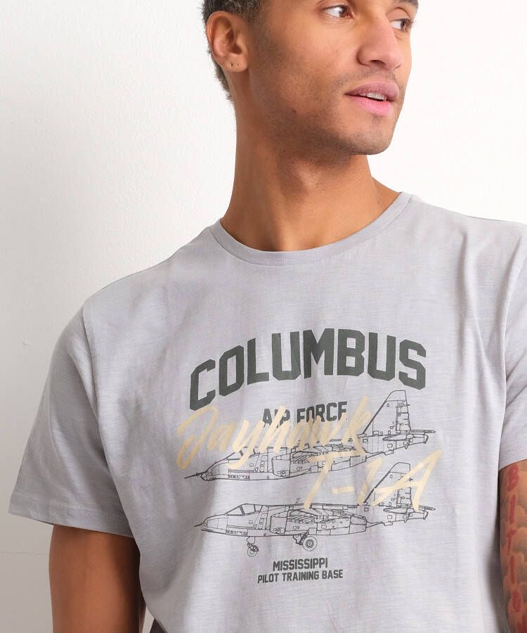 terStal Heren jersey t-shirt frontprint grijs in maat