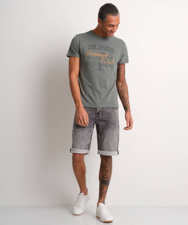 terStal Heren jersey t-shirt frontprint groen in maat