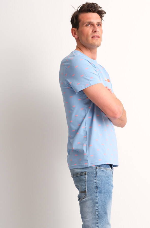 terStal Heren jersey t-shirt met print blauw in maat