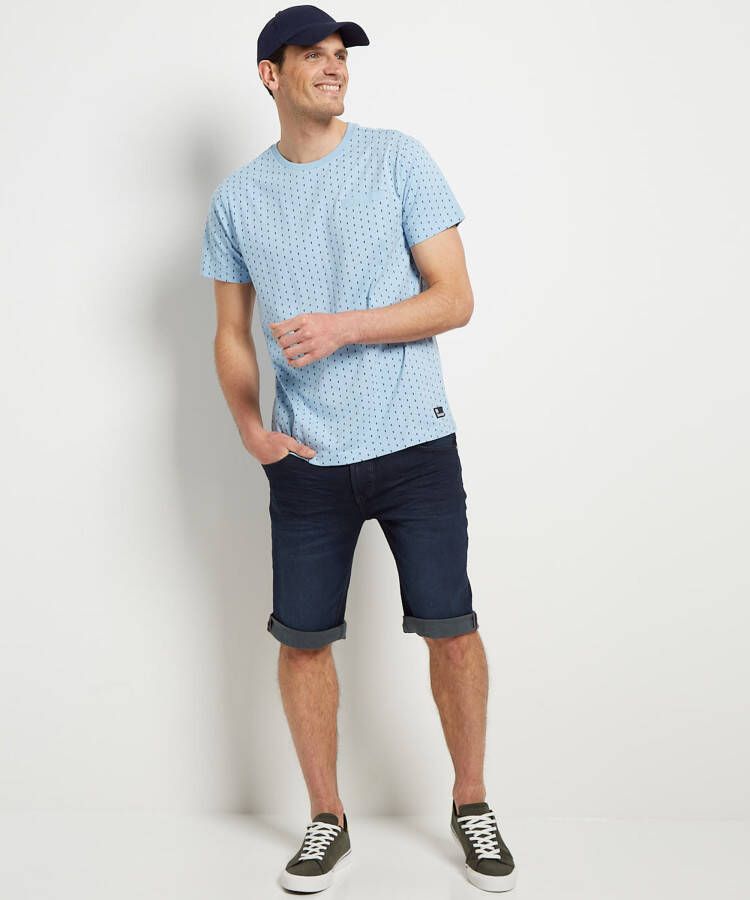 terStal Heren jersey t-shirt stippenprint blauw in maat