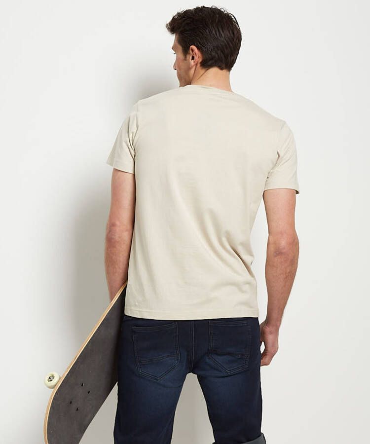 terStal Heren jersey t-shirt tekstopdruk beige in maat