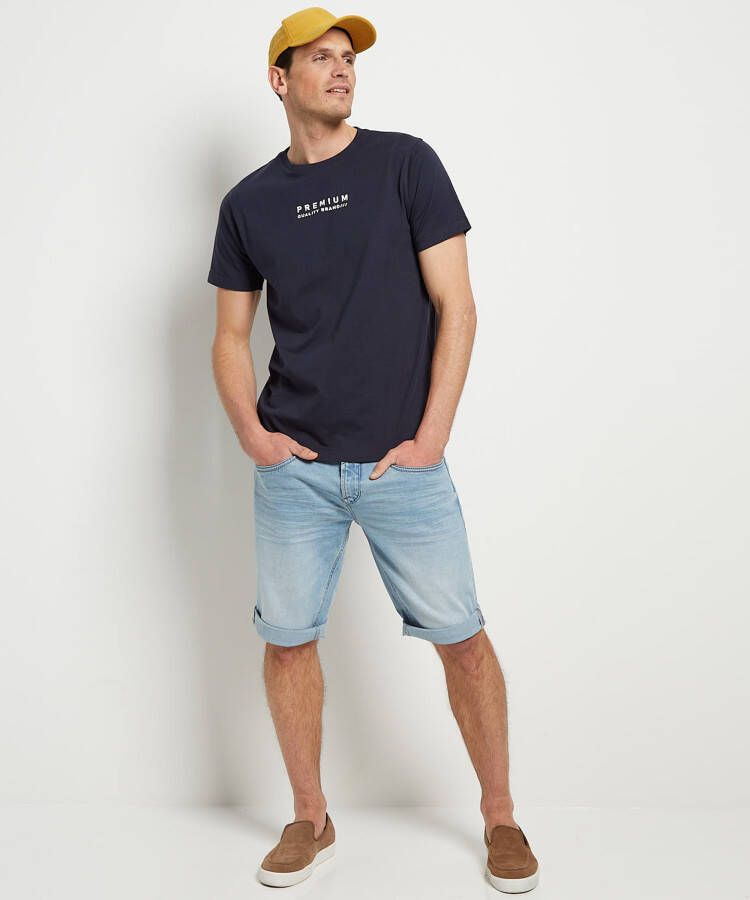 terStal Heren jersey t-shirt tekstopdruk blauw in maat