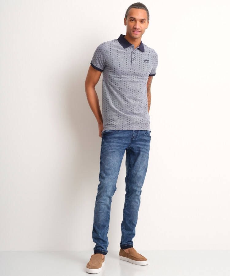 terStal Heren pique polo met print blauw in maat