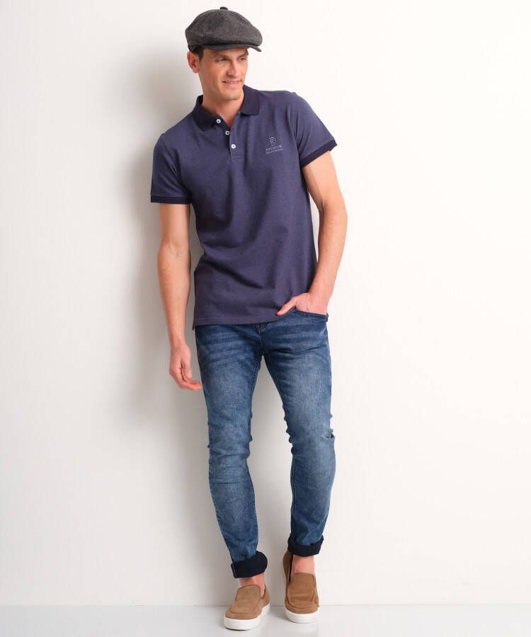 terStal Heren pique polo tweetoon blauw in maat