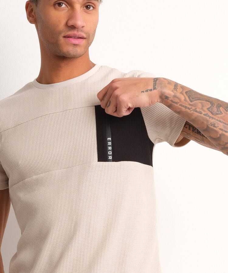 terStal Heren pique t-shirt wafelpatroon beige in maat