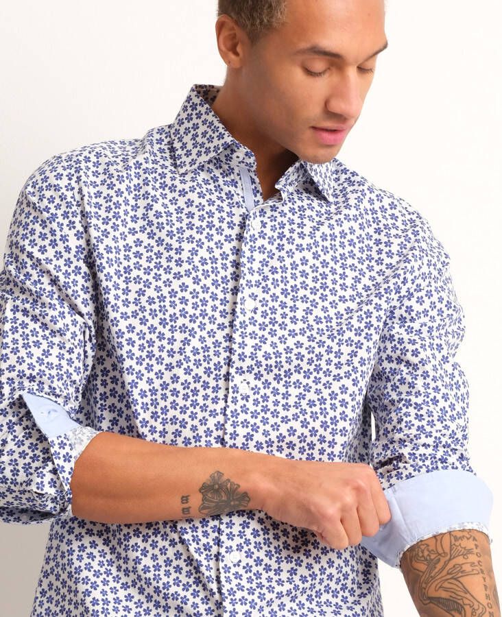 terStal Heren slim fit overhemd blauw in maat