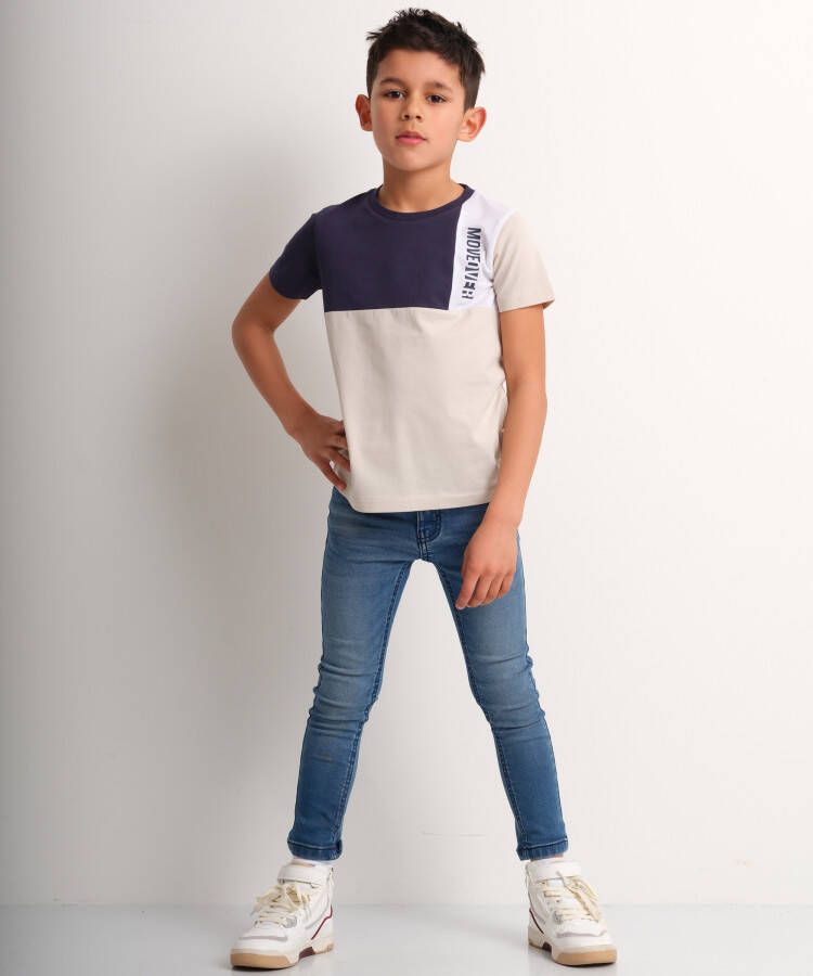 terStal Jongens blokken t-shirt beige in maat