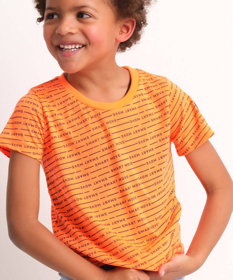 terStal Jongens t-shirt all-over tekstprint oranje in maat