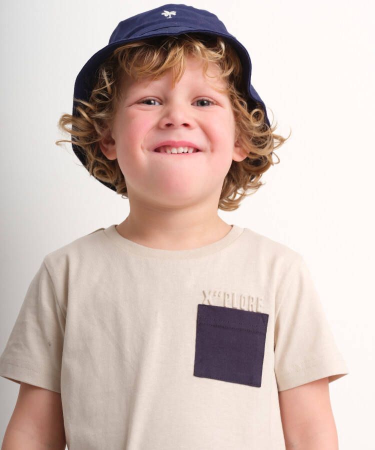 terStal Jongens t-shirt borstzak embossprint beige in maat
