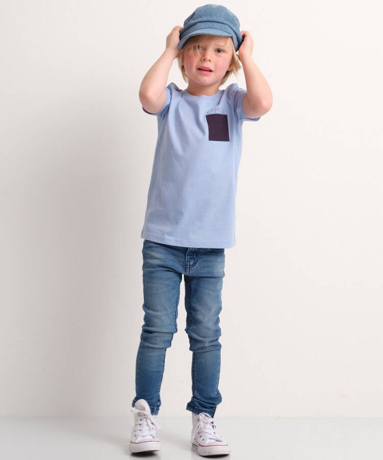terStal Jongens t-shirt borstzak embossprint blauw in maat