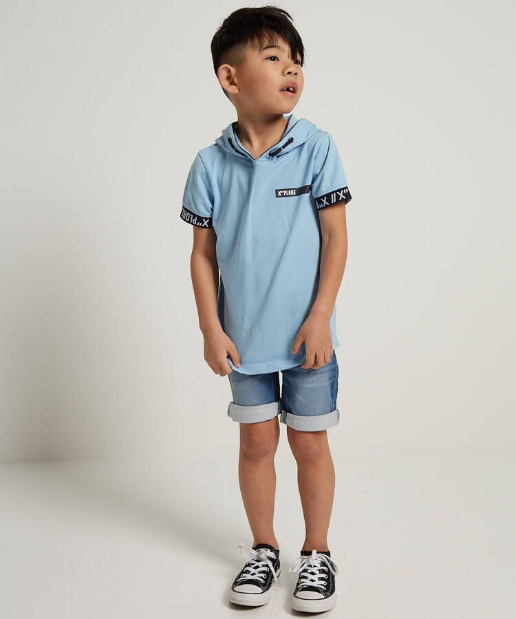 terStal Jongens t-shirt capuchon backprint blauw in maat