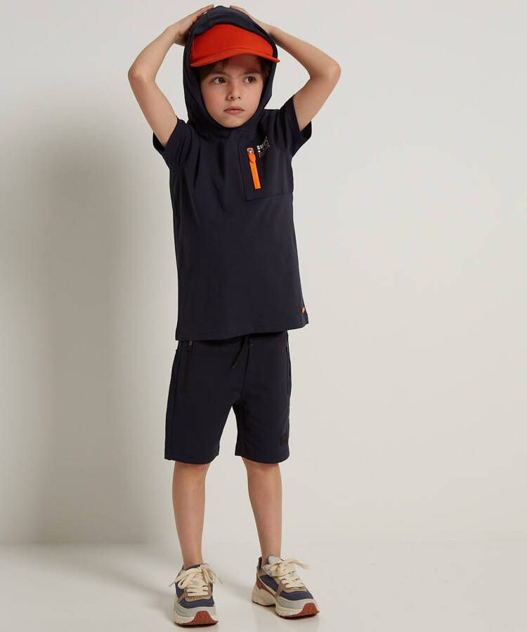 terStal Jongens t-shirt capuchon en rits blauw in maat