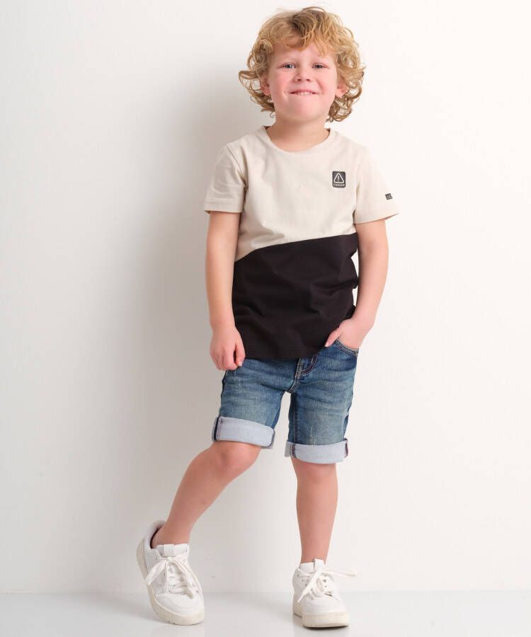 terStal Jongens t-shirt diagonaal design beige in maat