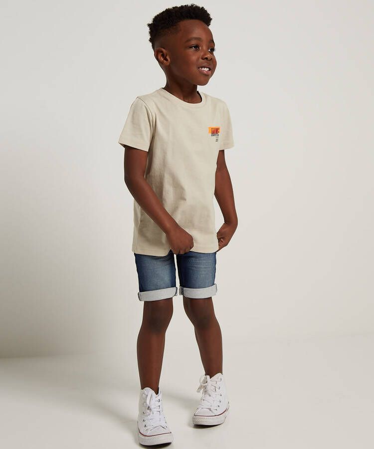terStal Jongens t-shirt kleine borstopdruk beige in maat