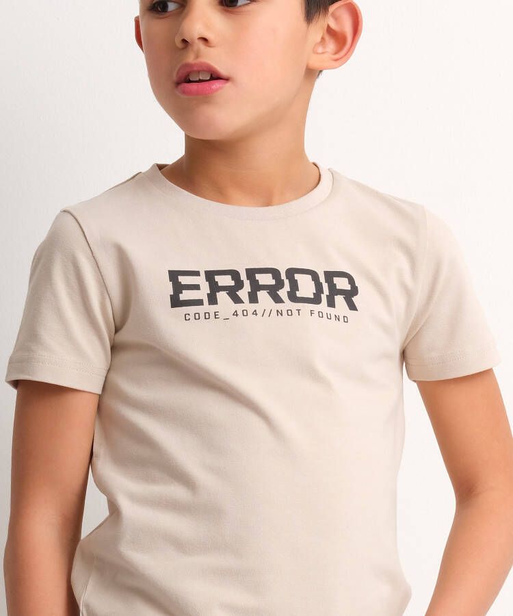 terStal Jongens uni t-shirt tekstopdruk beige in maat