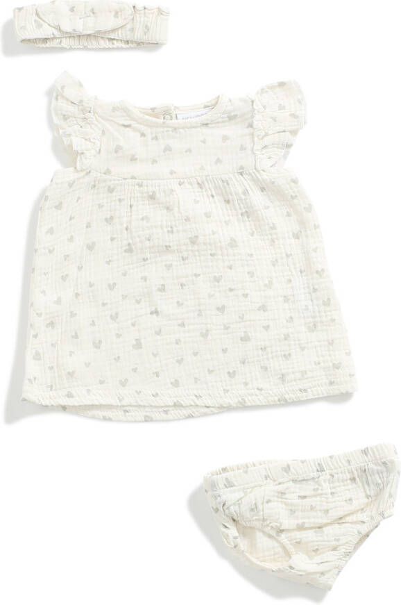 TerStal Baby set: jurk met broekje en hoofdband wit in maat