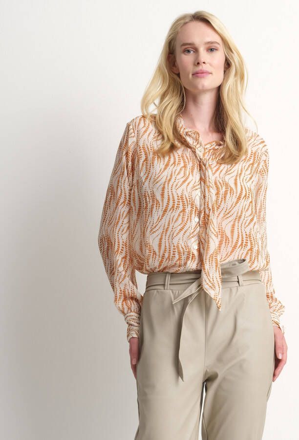 TerStal Chiffon blouse met strikkraag wit in maat