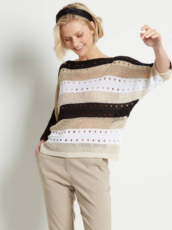 TerStal Dames ajour trui met glitters zwart in maat