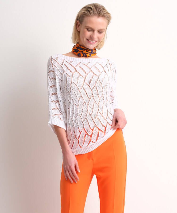 TerStal Dames ajour trui vleermuismouw off-white in maat