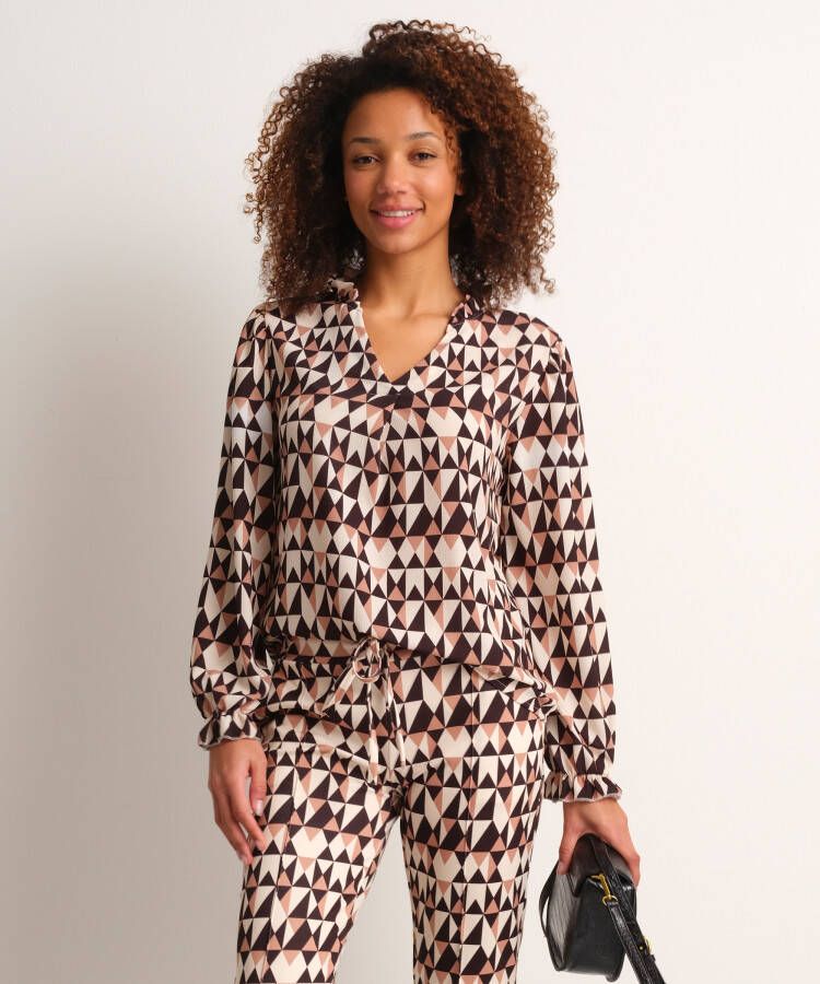 TerStal Dames blouse driehoeksprint beige in maat