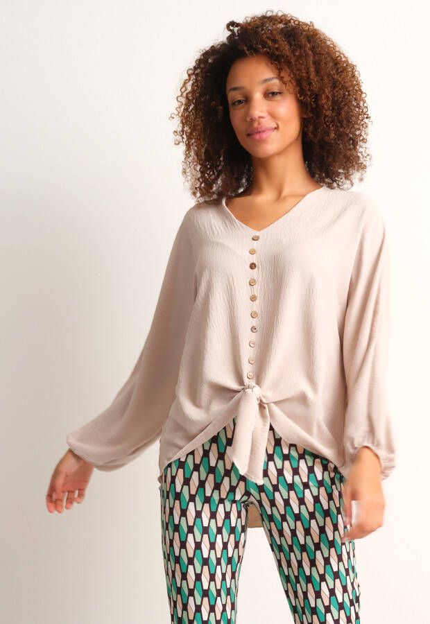 TerStal Dames blouse met knopen beige in maat