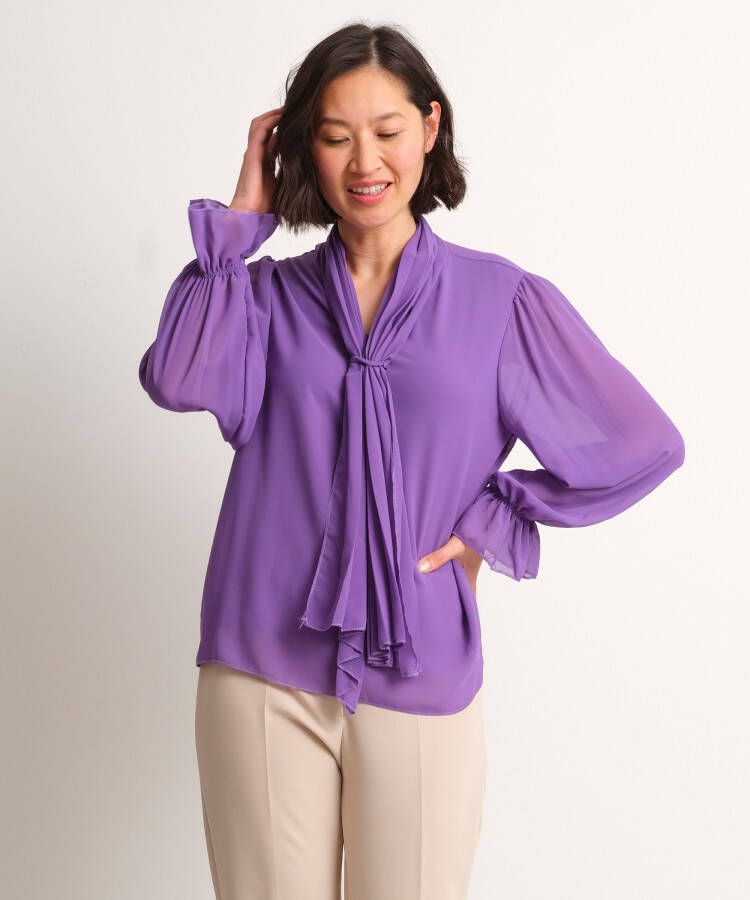 TerStal Dames blouse met plissé sjaal paars in maat