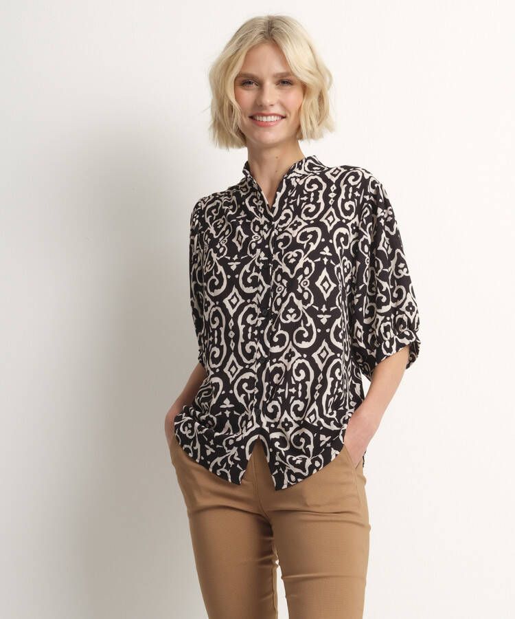 TerStal Dames Blouse met wijde pofmouw zwart in maat