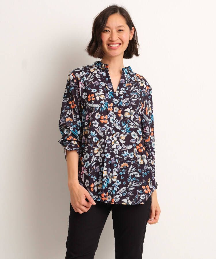 TerStal Dames blouse top bloemenprint zwart in maat