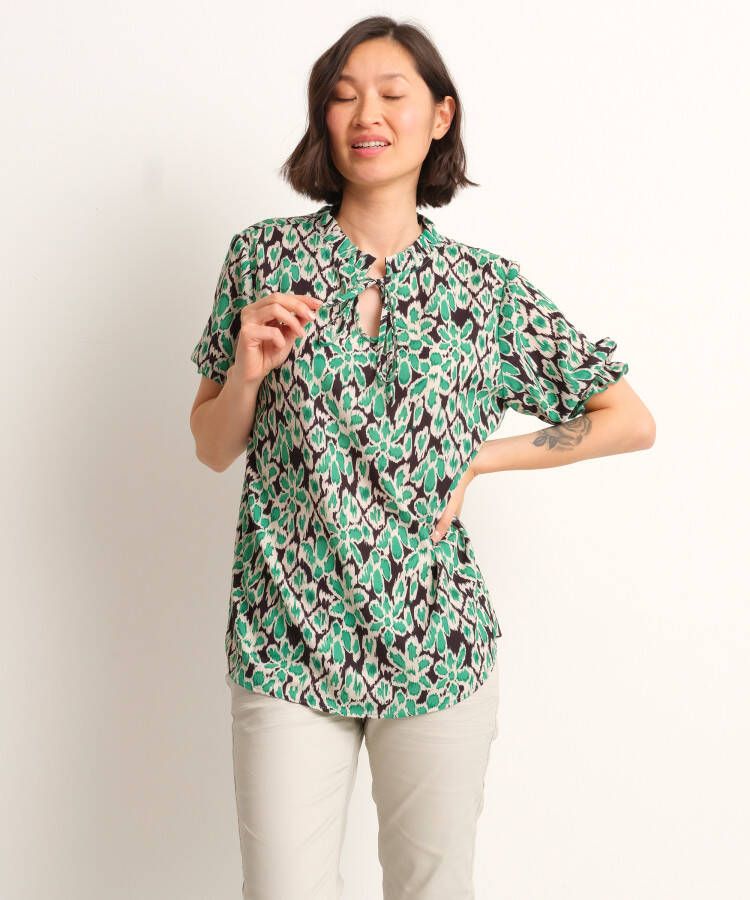 TerStal Dames blouse top met ruchekraag zwart in maat