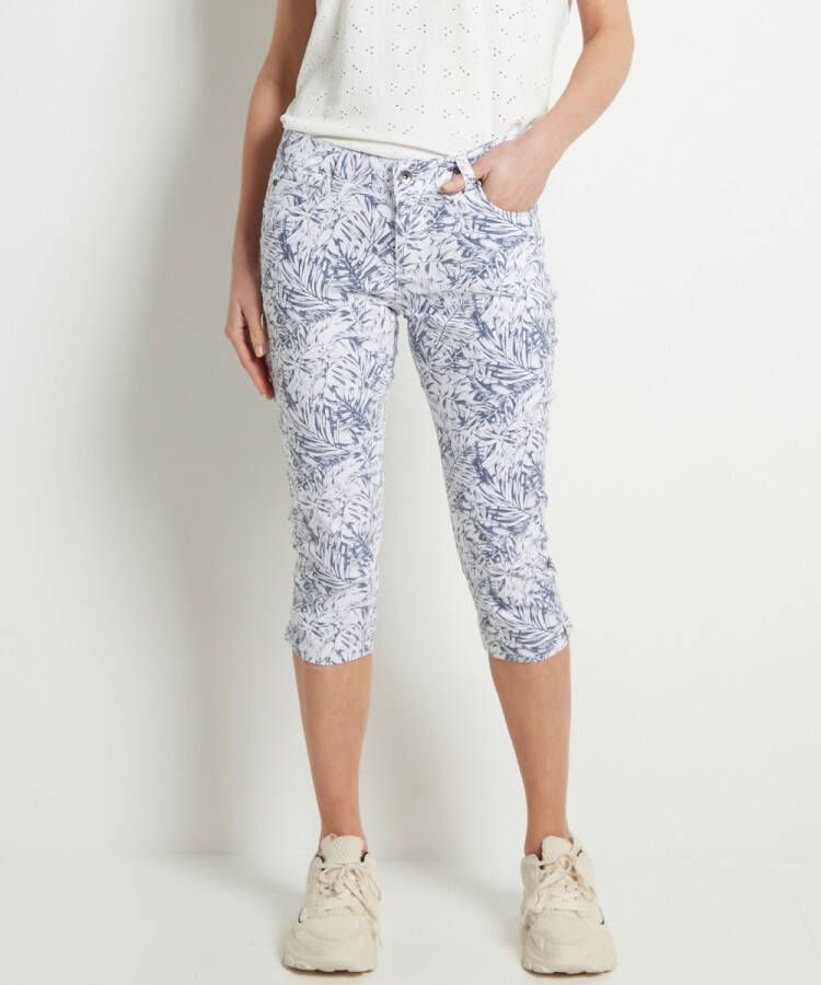 TerStal Dames capri broek bloemenprint wit in maat
