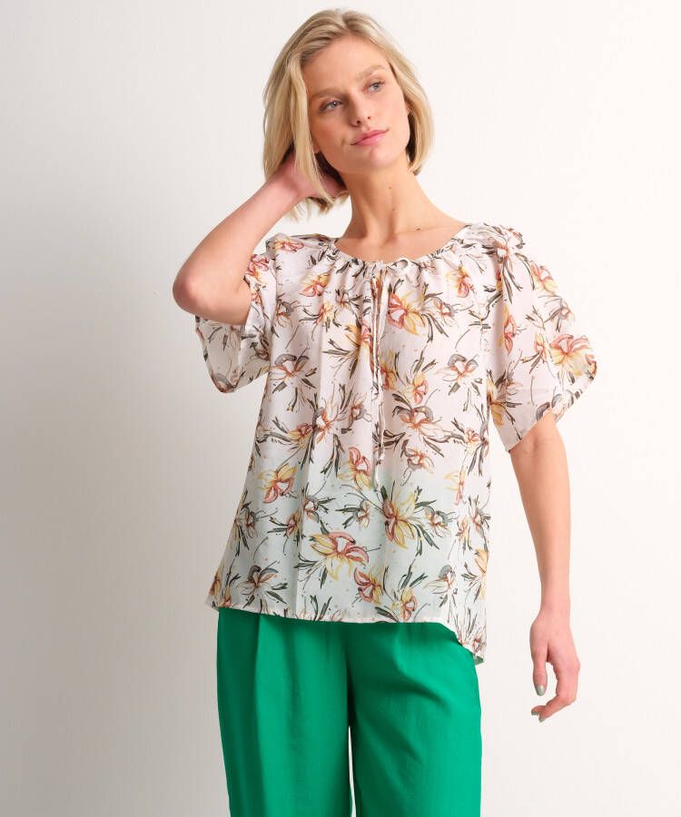 TerStal Dames chiffon blouse bloemendessin off-white in maat