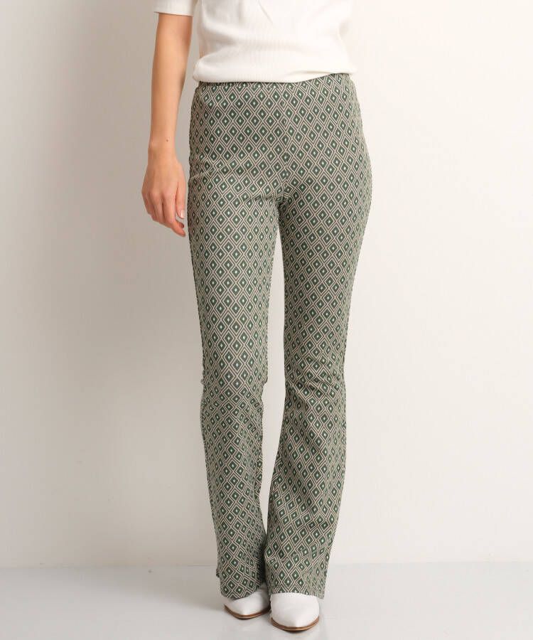 TerStal Dames fancy flared fit broek ruitjes groen in maat