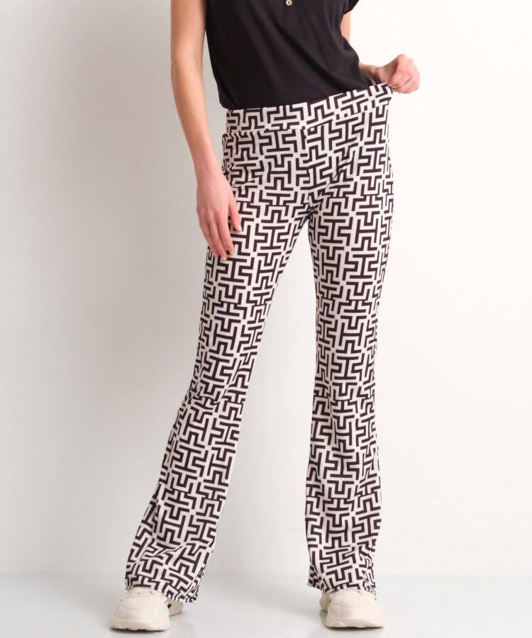TerStal Dames flared broek geometrisch zwart in maat