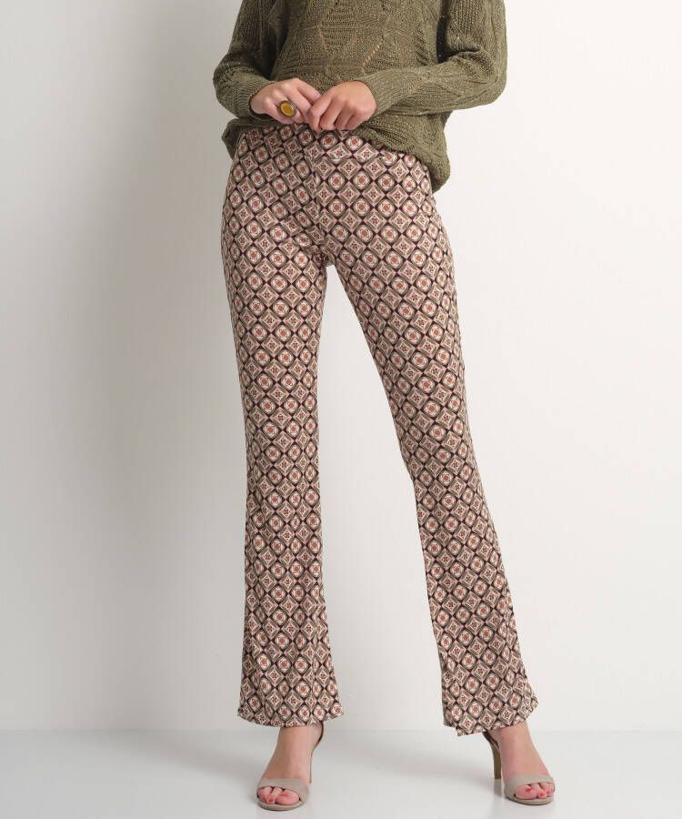 TerStal Dames Flared broek met trendy print multicolor in maat