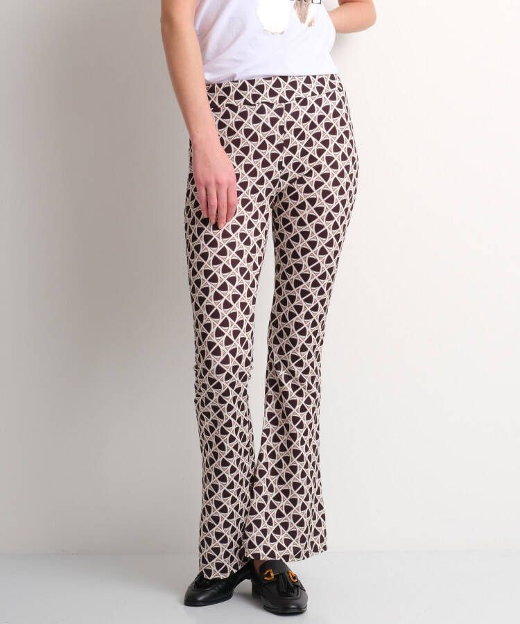 TerStal Dames flared broek trendy print zwart in maat