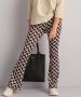 TerStal Dames flared fit broek blokkenprint zwart in maat - Thumbnail 1