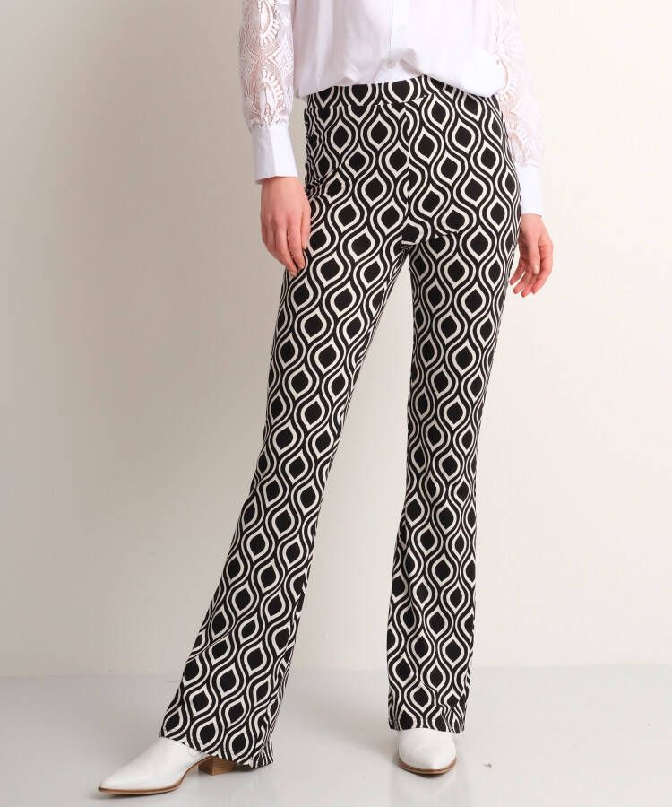 TerStal Dames flared fit broek ruitjes zwart in maat