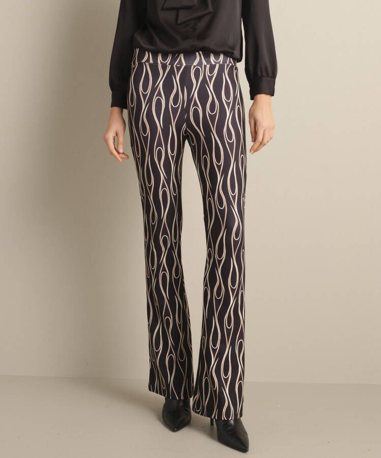 TerStal Dames Flared fit broek vlammenprint zwart in maat