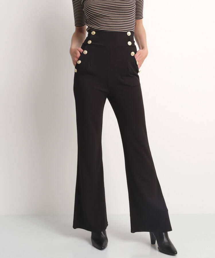 TerStal Dames Flared fit pantalon met sierknopen zwart in maat