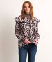 TerStal Dames gesmockte blouse met kant zwart in maat - Thumbnail 1