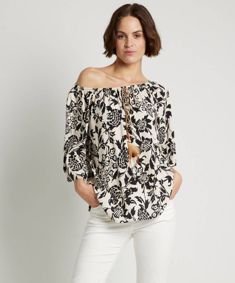 terStal Dames ibizalook blouse zwart in maat