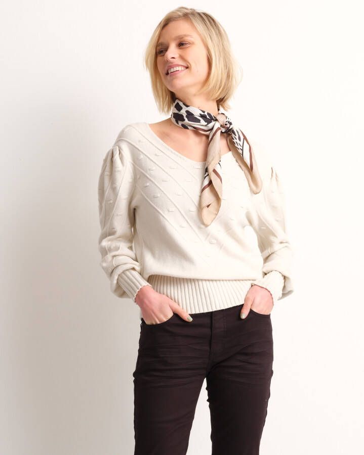 TerStal Dames jacquard nopjes trui beige in maat