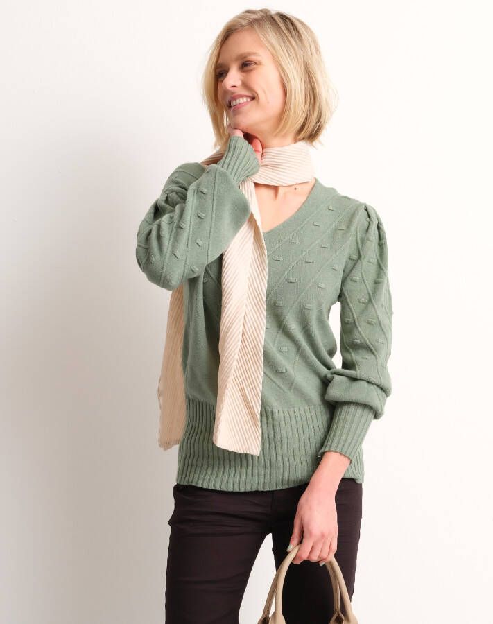 TerStal Dames jacquard nopjes trui groen in maat