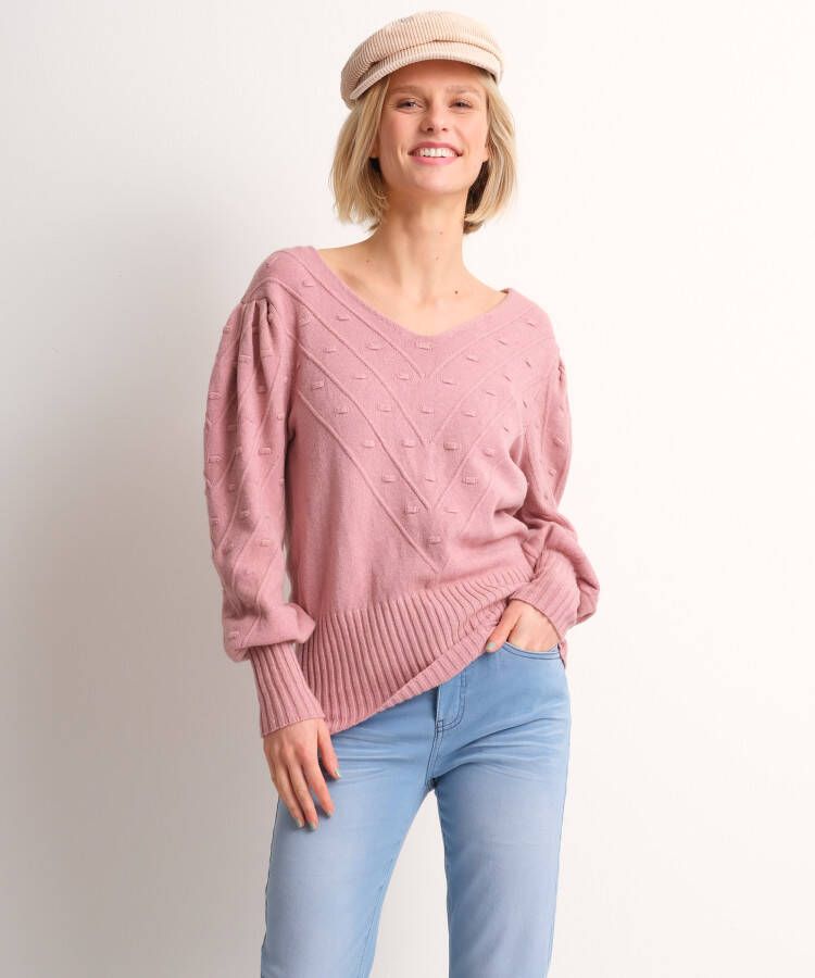 TerStal Dames jacquard nopjes trui roze in maat