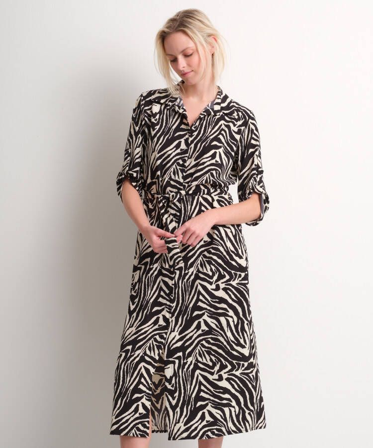 TerStal Dames lange blousejurk zebraprint zwart in maat